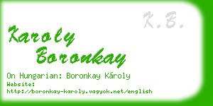 karoly boronkay business card