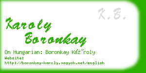 karoly boronkay business card